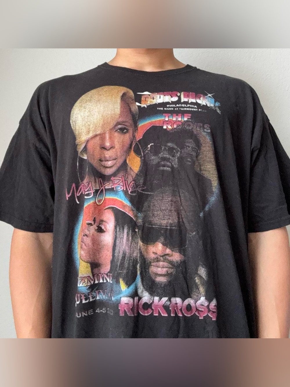 Vintage 2000s Roots Picnic Tour Band Graphics Black Tee Shirt